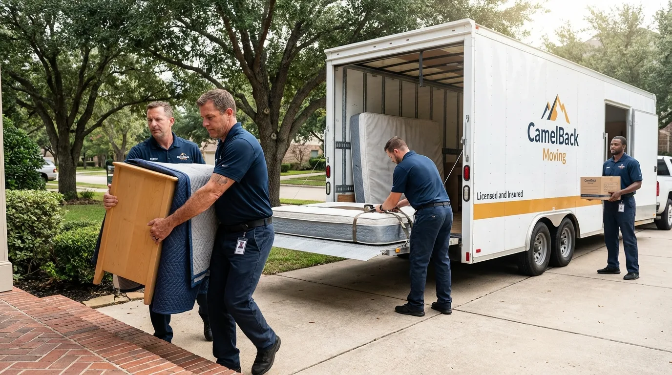 Crew loading residential truck for cross-state move from Vassar, MI